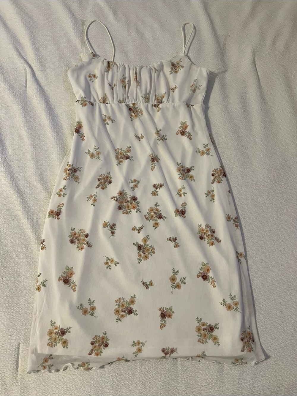 Floral White Mini Sundress with Spaghetti Straps